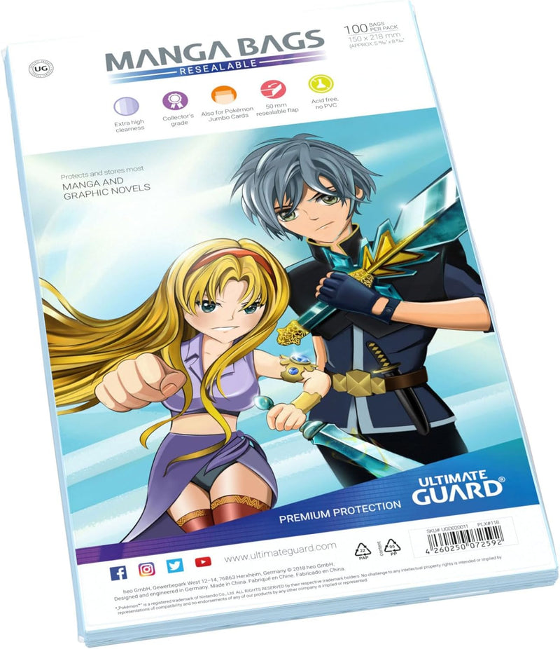Ultimate Guard Manga Size Resealable Card Bags 100 Pack