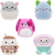 Squishmallows -Micromallows 2.5" Grey Cat, Lavender Cat, Pink Dog, Mint & Chocolate Milk Set