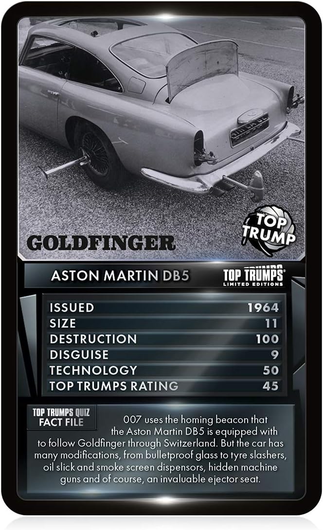 Top Trumps Limited Edition James Bond Gadgets and Vehicles Card Game