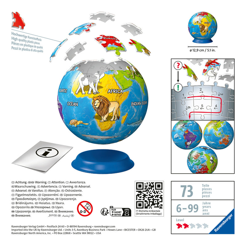 Children's Globe 72 Piece 3D Puzzle Ball