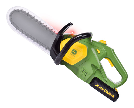 John Deere Motorised Toy Chainsaw with removable battery pack