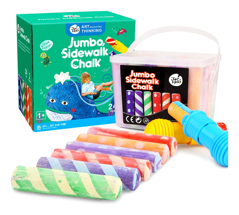 Washable Sidewalk 24 Colours Chalk With 2 Holders - Image
