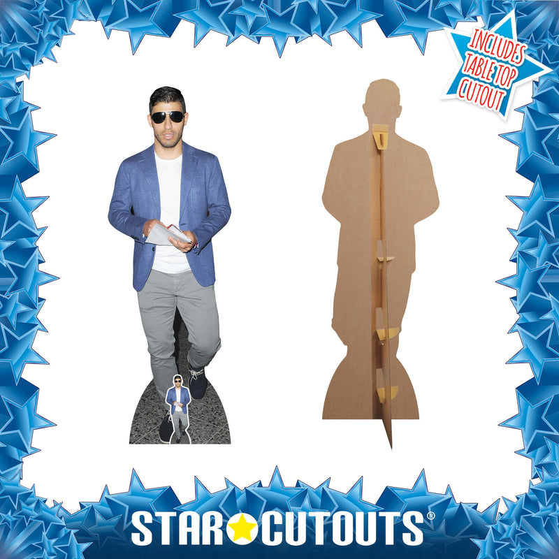 Sergio Agüero Height 173cm Lifesize Cardboard Cut Out With Mini, side angle