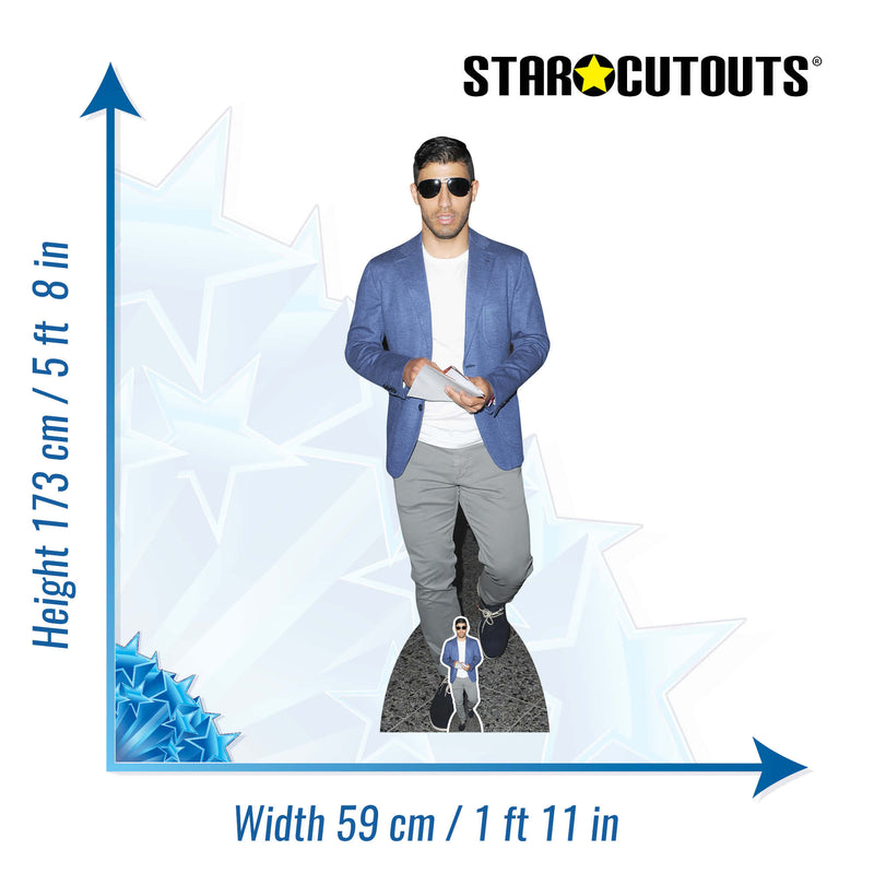 Sergio Agüero Height 173cm Lifesize Cardboard Cut Out With Mini, alternate view