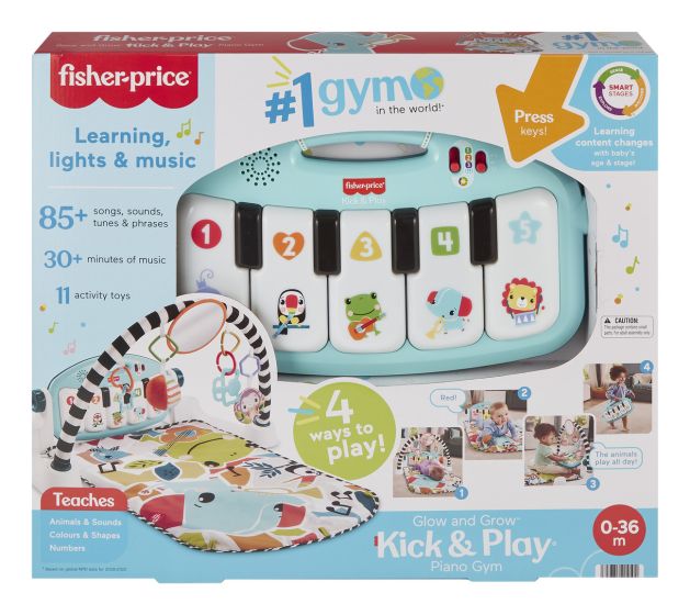 Fisher Price Glow and Grow Kick and Play Gym Blue