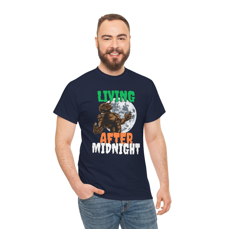 'Living After Midnight' Men's T-Shirt, showing reverse