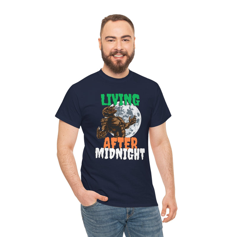 'Living After Midnight' Men's T-Shirt, showing reverse