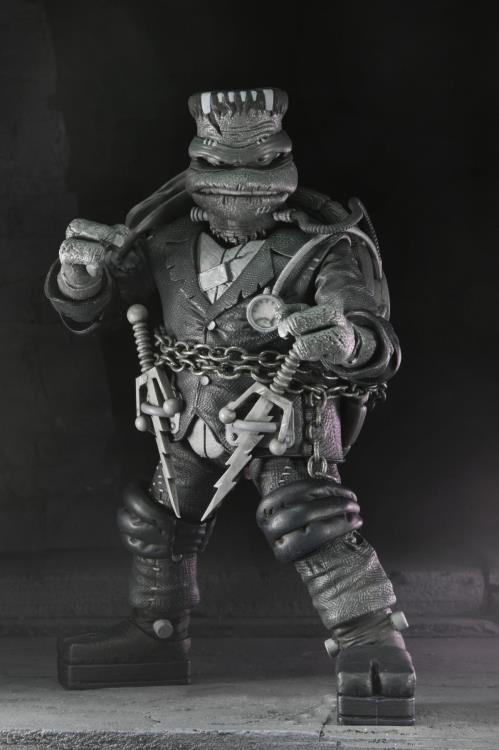 NECA TMNT Universal Monsters Black and White Turtles Action Figures 4 Pack, close-up detail