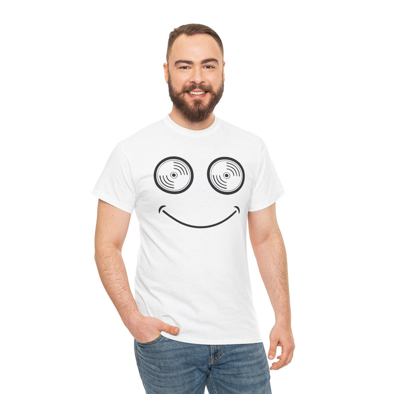 Vinyl Makes Me Happy Men's T-Shirt, showing reverse