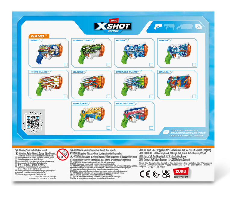 XSHOT Fast-Fill Skins Nano Sonic The Hedgehog Water Blaster