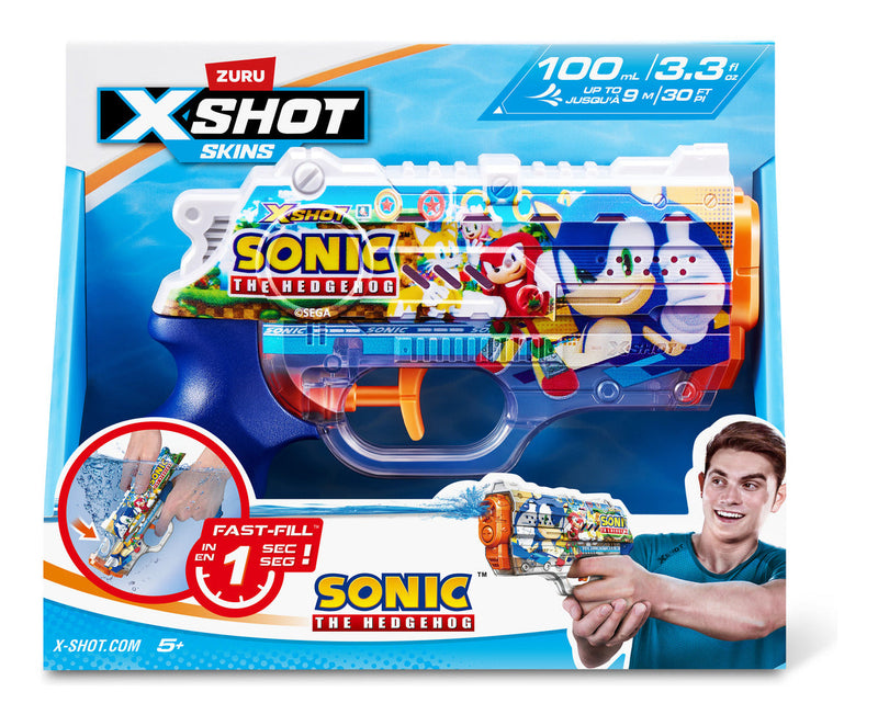 XSHOT Fast-Fill Skins Nano Sonic The Hedgehog Water Blaster