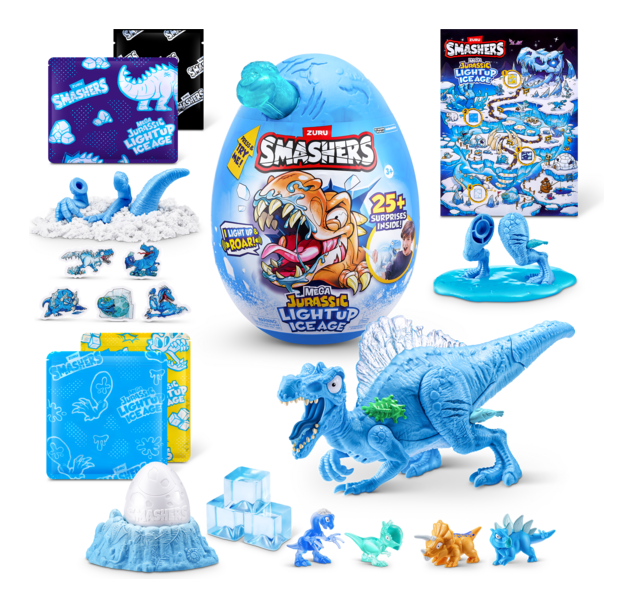 Smashers Dino Ice Age Light Up S1 Mega Egg, in display