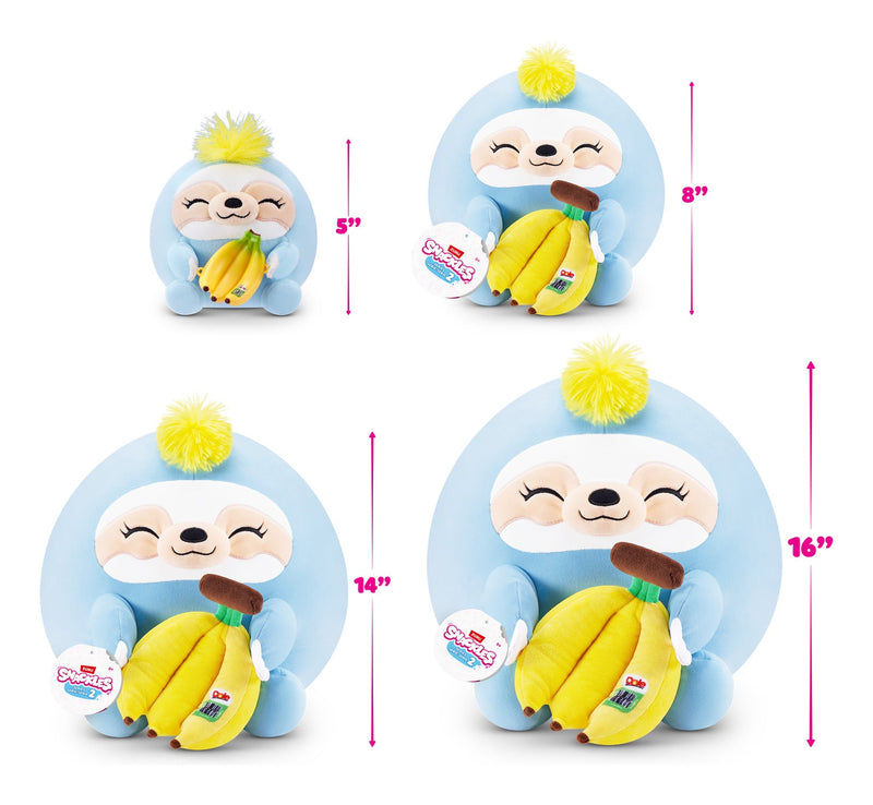 Snackles 14in Plush - Sloth & Dole (Banana), size reference