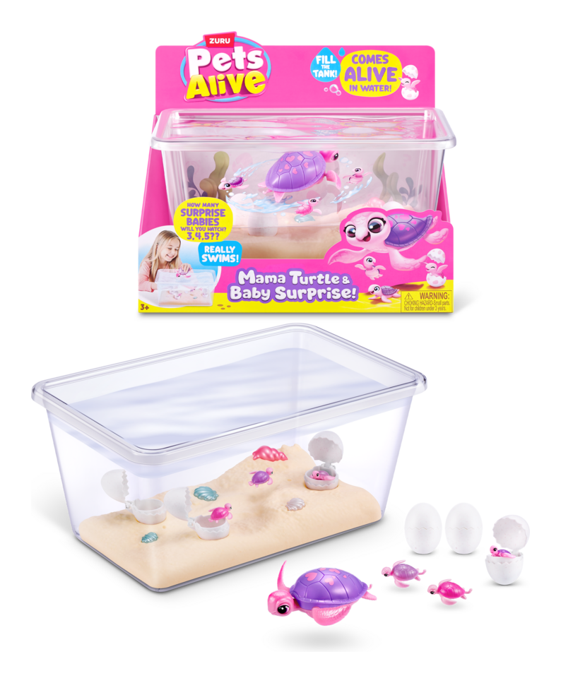 Pets Alive Mama & Baby Surprise Mama Turtle, rear view