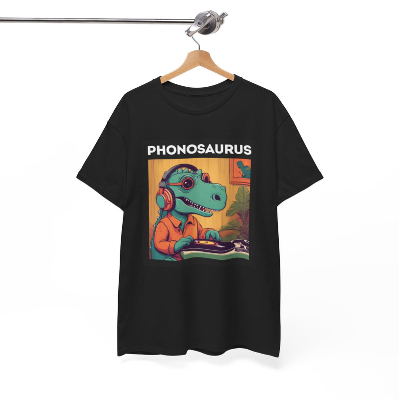 'Phonosaurus' Men's Vinyl T-Shirt, product detail