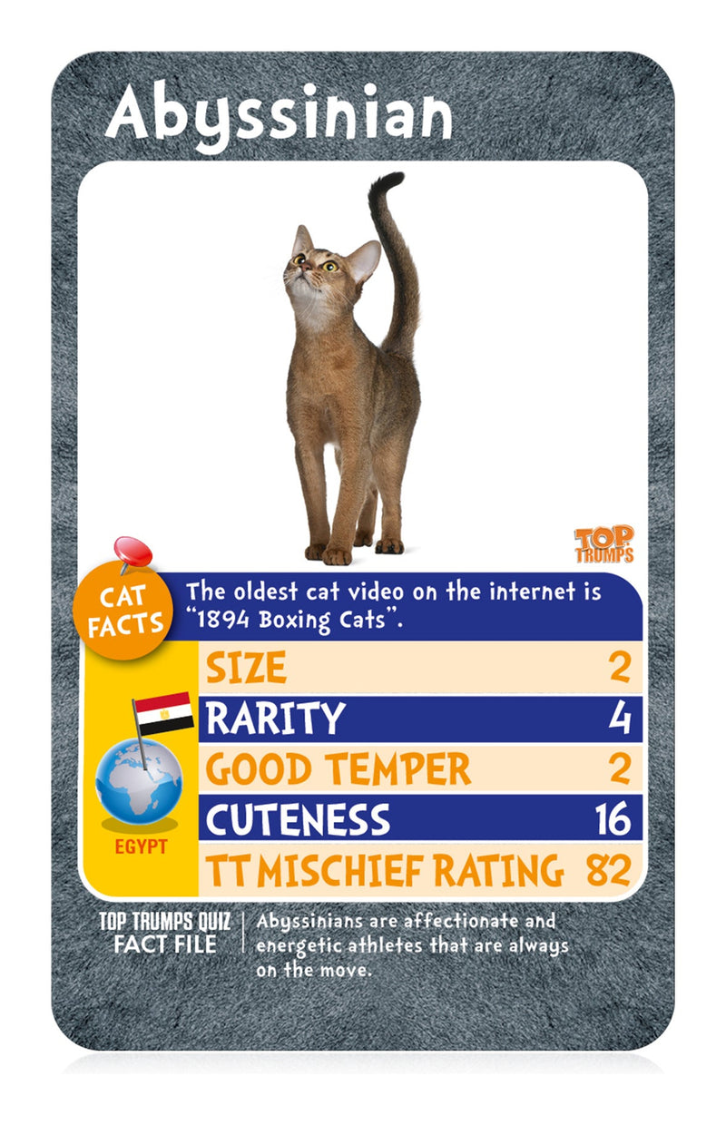 Cats Top Trumps Card Game, size reference