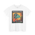 'Phonosaurus' Men's Vinyl T-Shirt, size reference