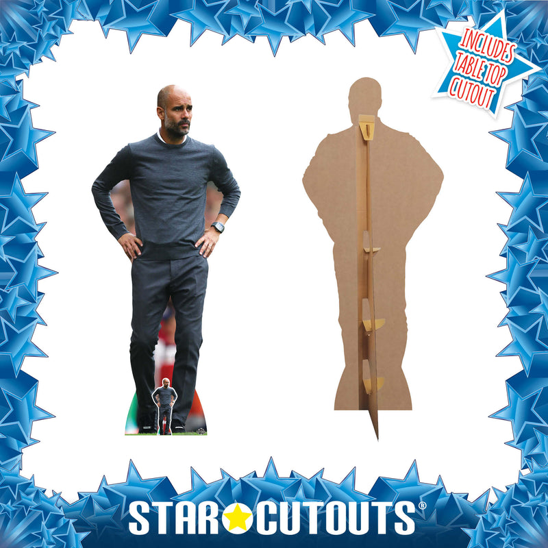 Pep Guardiola Football Manager Height 180cm Lifesize Cardboard Cut Out With Mini, side angle