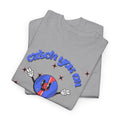 'Catch You On The Flip Side' Men's Vinyl T-Shirt, side angle