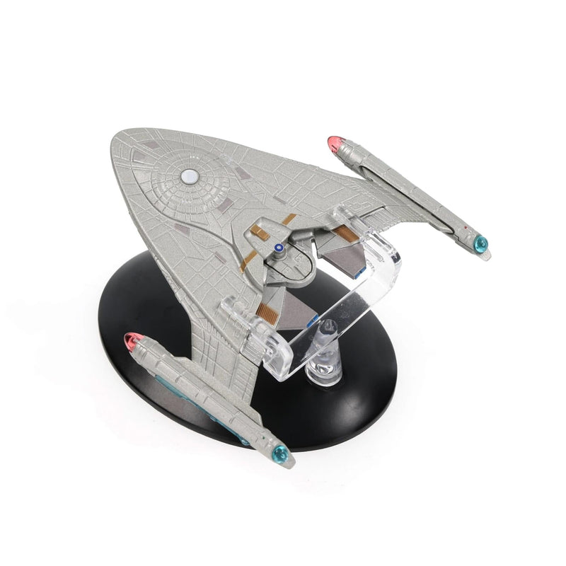 United Earth Starfleet Warp Delta Model Diecast Ship Window Box (Eaglemoss / Star Trek), side angle