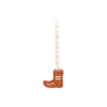 Brown Cowboy Boot Candle Holder with Taper Candle