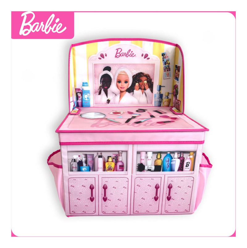 Barbie 2 in 1 Foldable Role Play Vanity Storage - Image