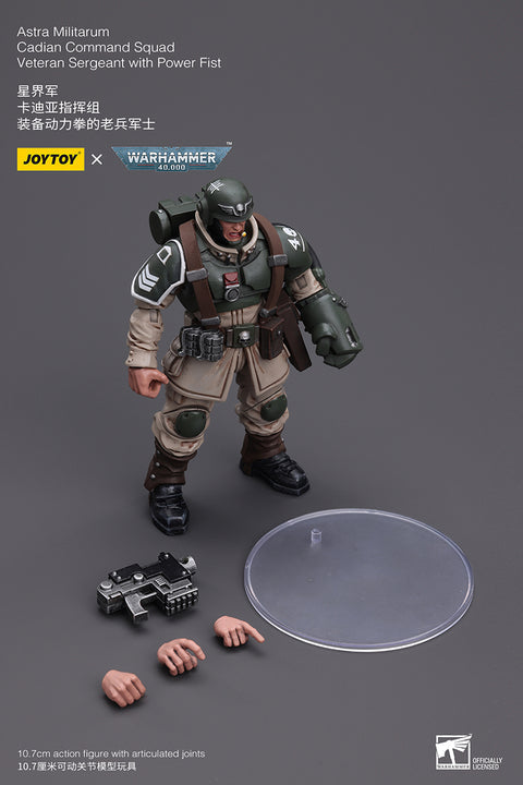 Warhammer 40K 1/18 Scale Astra Militarum Cadian Command Squad Veteran Sergeant with Power Fist