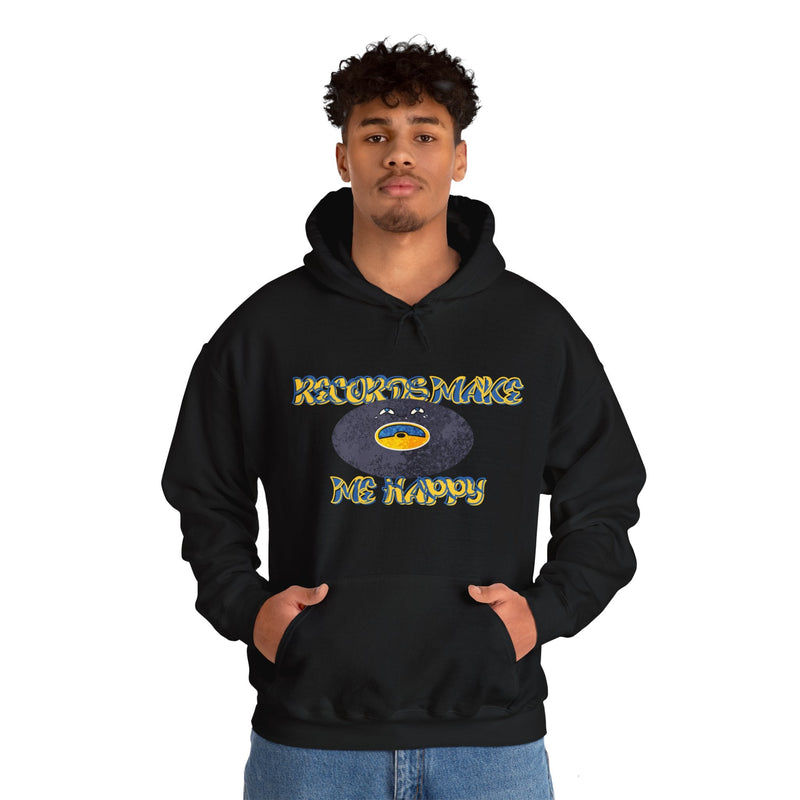 'Records Make Me Happy' Men's Hoodie, in display