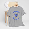 'Catch You On The Flip Side' Men's Vinyl T-Shirt, close-up detail