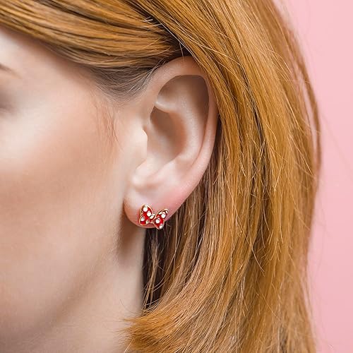 Disney Minnie Mouse Red Polka Dot Bow Earrings - Image 2