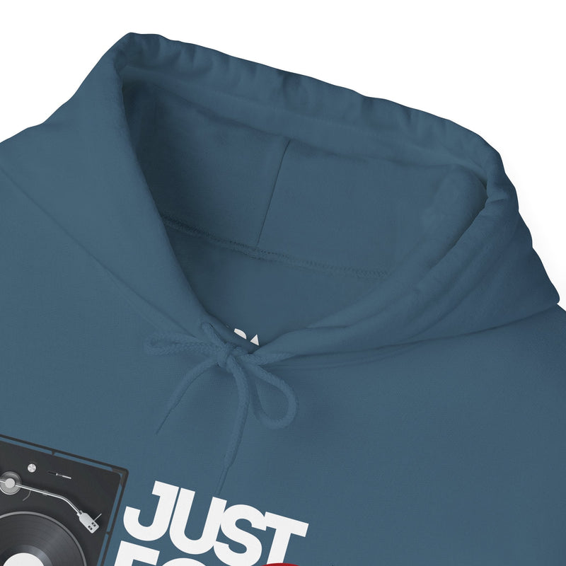 'Just for the Record' Men's Hoodie, showing reverse