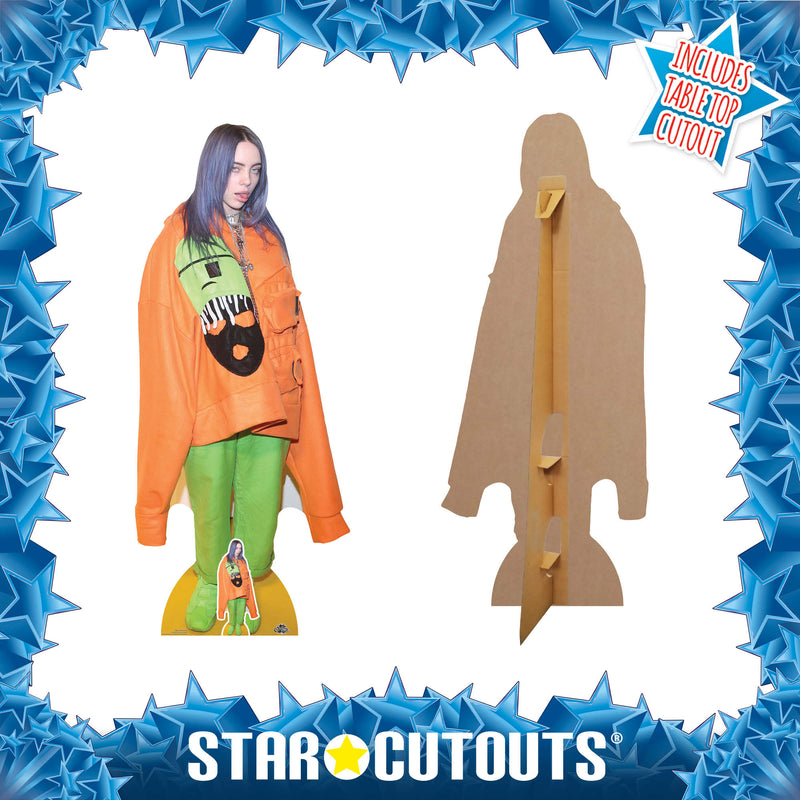 Billie Eilish Tongue Out Height 163cm Lifesize Cardboard Cut Out With Mini, side angle