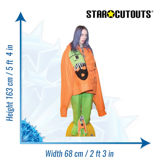 Billie Eilish Tongue Out Height 163cm Lifesize Cardboard Cut Out With Mini, alternate view