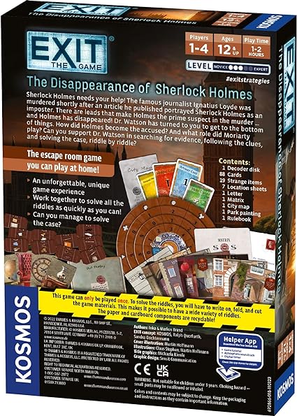 EXIT: : The Disappearance Of Sherlock Holmes Board Game