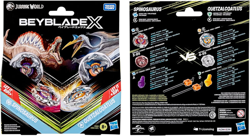 Beyblade X Jurassic World Spinosaurus vs Quetzalcoatlus Multipack Set