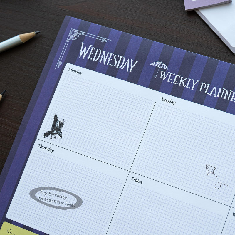 Wednesday A4 Weekly Planner close up detail