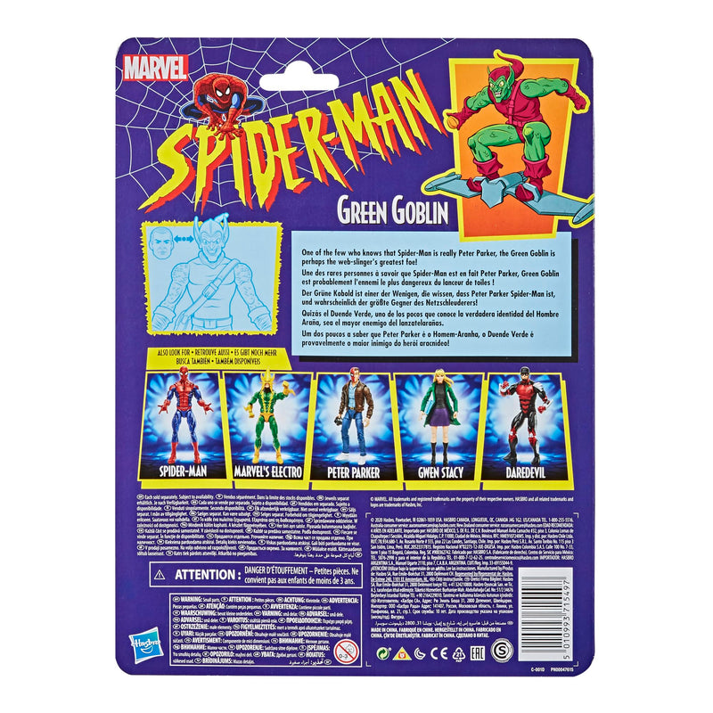 Marvel Legends Series Retro Spider Man Green Goblin Action F, rear view