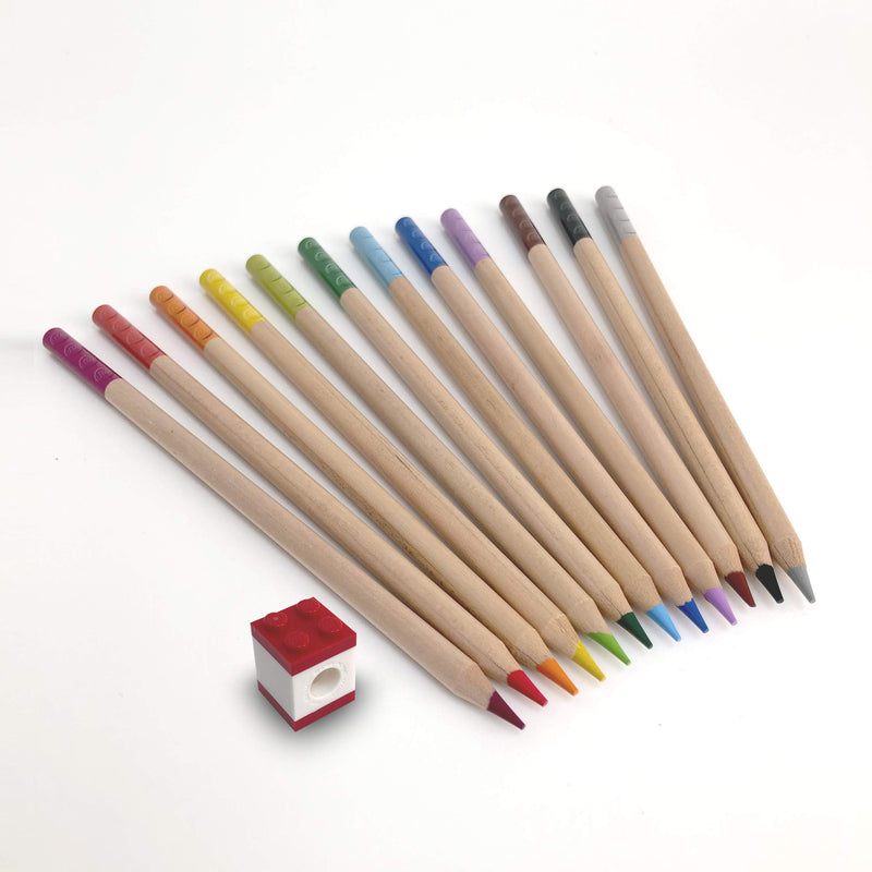 LEGO Coloured Pencil Set 12 Pack with Topper, side angle