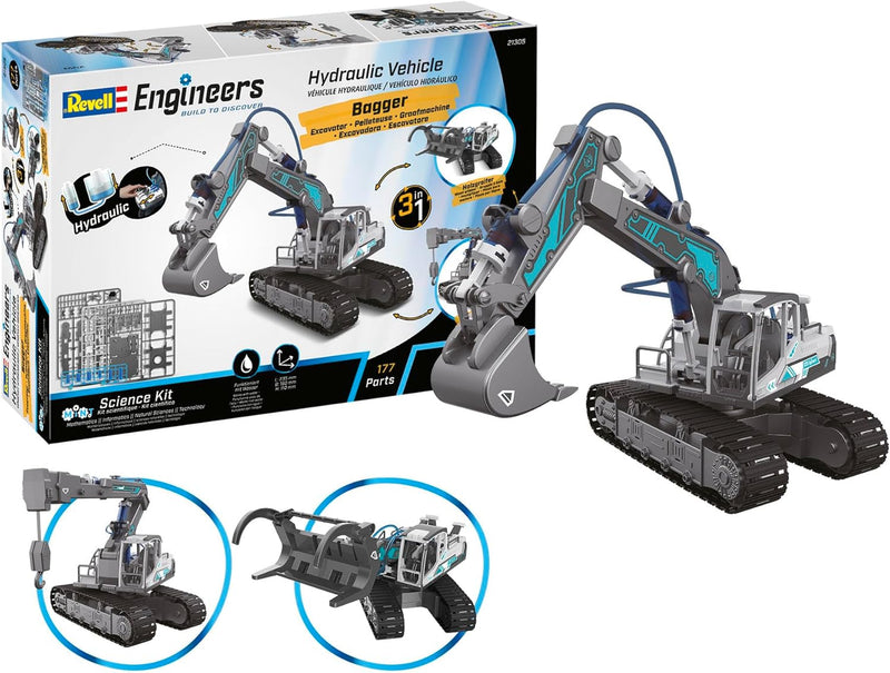 REVELL Hydraulic Excavator 3in1: Revell Engineers 1:24 Model Kit