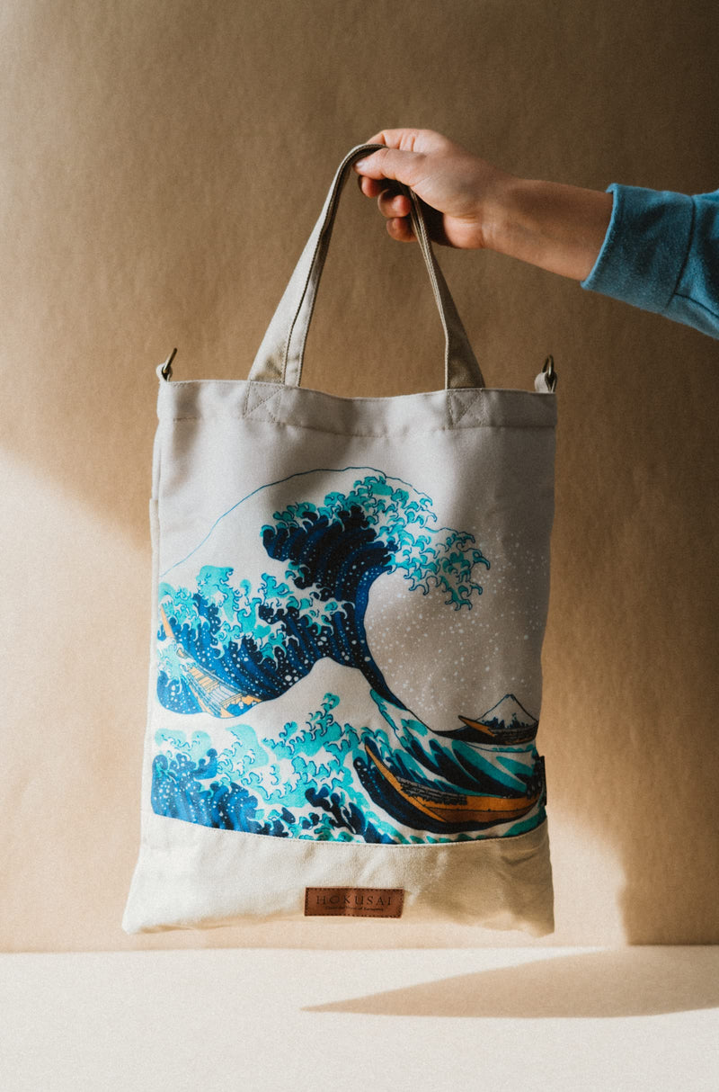 The Great Wave of Kanagawa Hokusai Tote Bag side angle