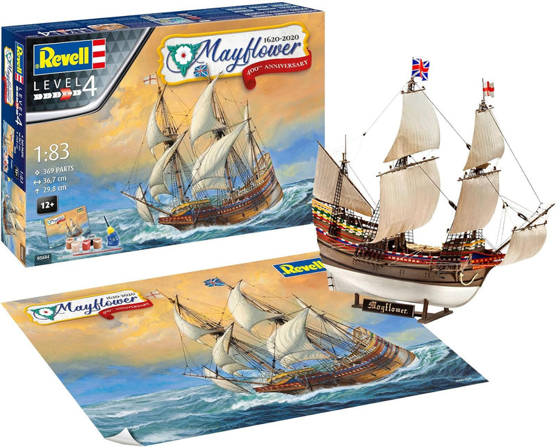 REVELL 05684 Mayflower 400th Anniversary 1:83 Scale Model Boat Set