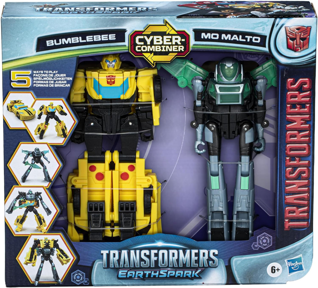 Transformers Earthspark Cyber Combiner Bumblebee & Mo Malto Figures