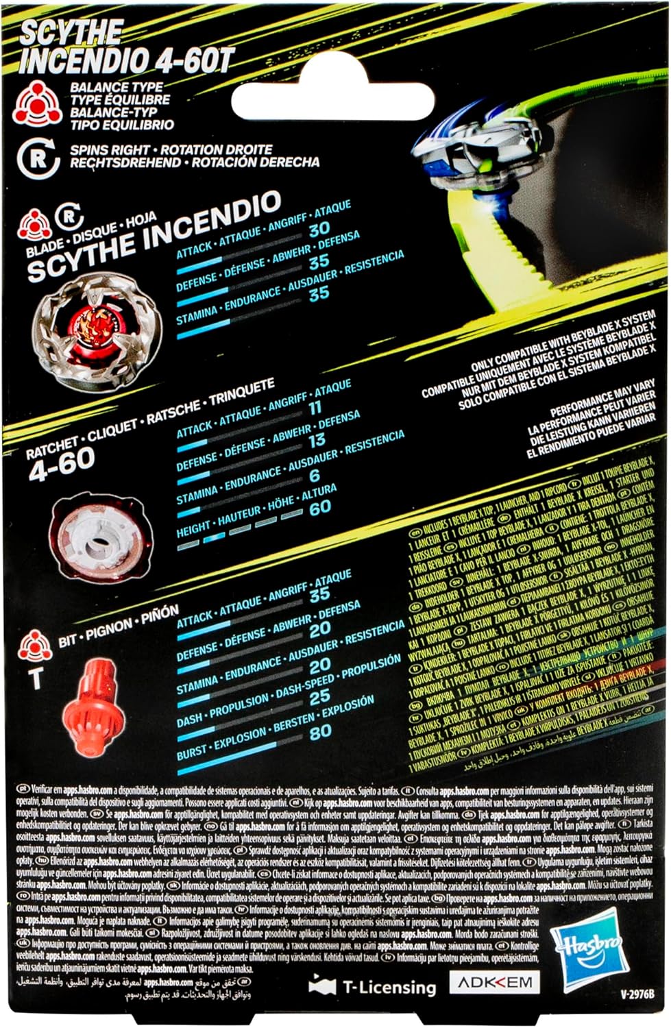 Beyblade X Scythe Incendio 4-60T Starter Pack Top and Launcher