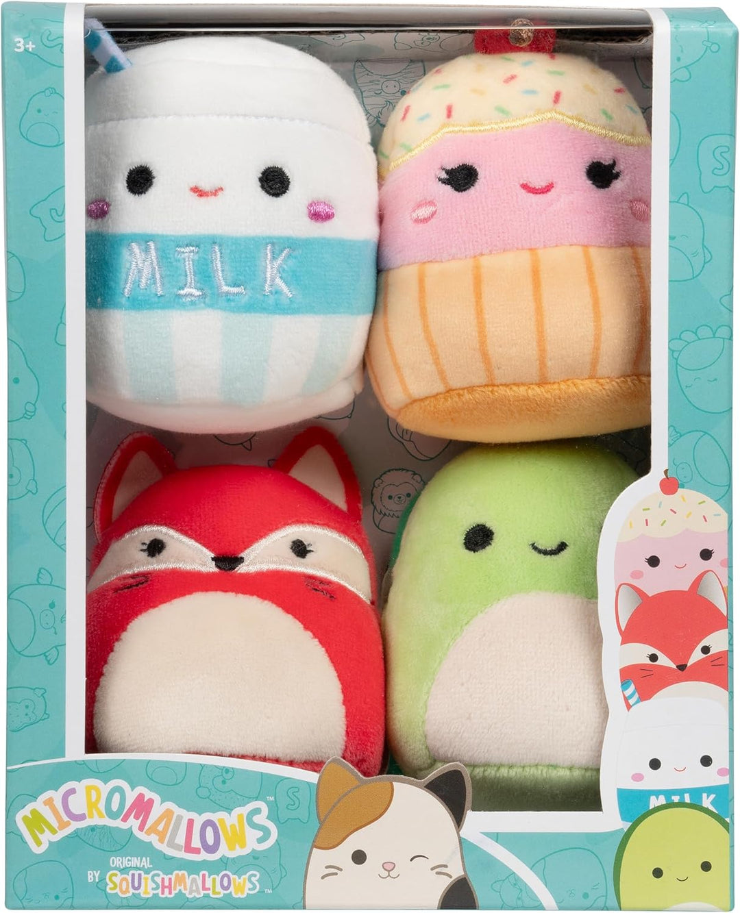 Squishmallows Original Micromallows 4-Pack (Clara Cupcake, Fifi Fox, Henry Turtle, Melly Milk Carton)