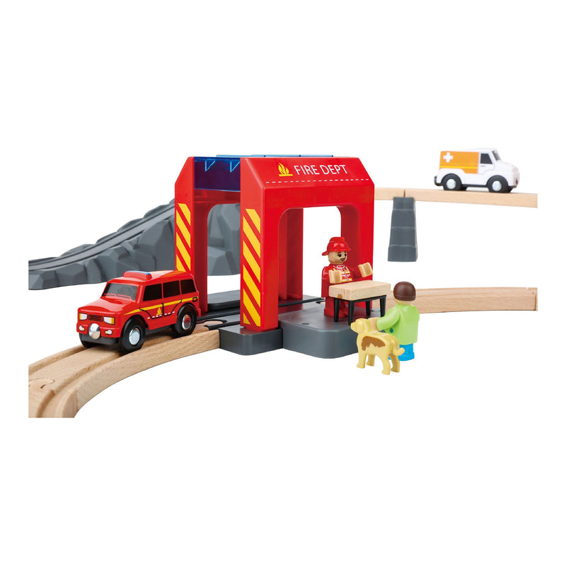 Wooden Fire Rescue Train Set