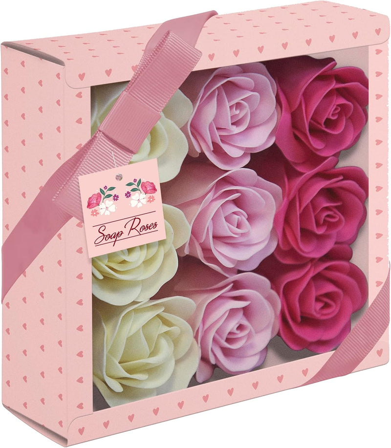 Soap Roses Gift Box 9pk pink collectible from hanrattycraftsgifts.co.uk