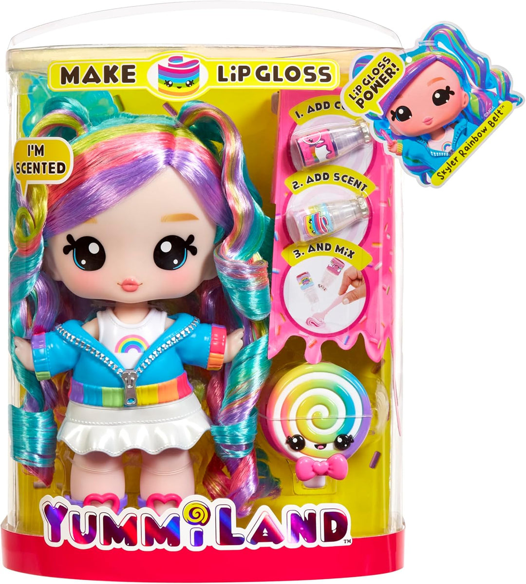 Yummiland Large Doll and Lip Gloss Pet Skyler Rainbow