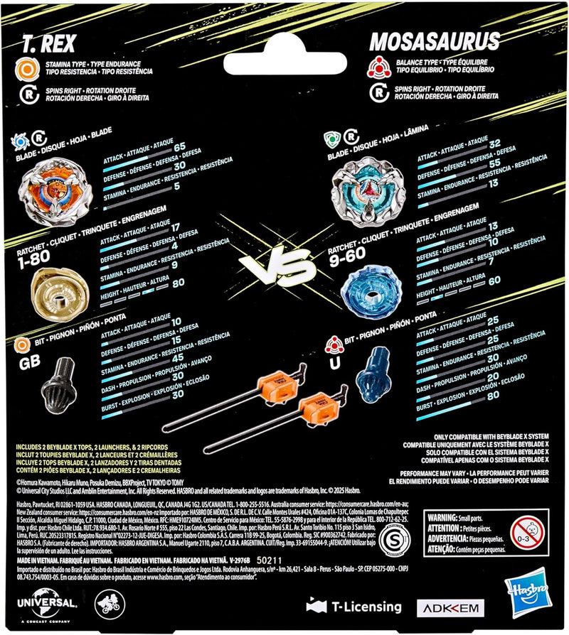 Beyblade X Jurassic World T.Rex vs Mosasaurus 2 Pack