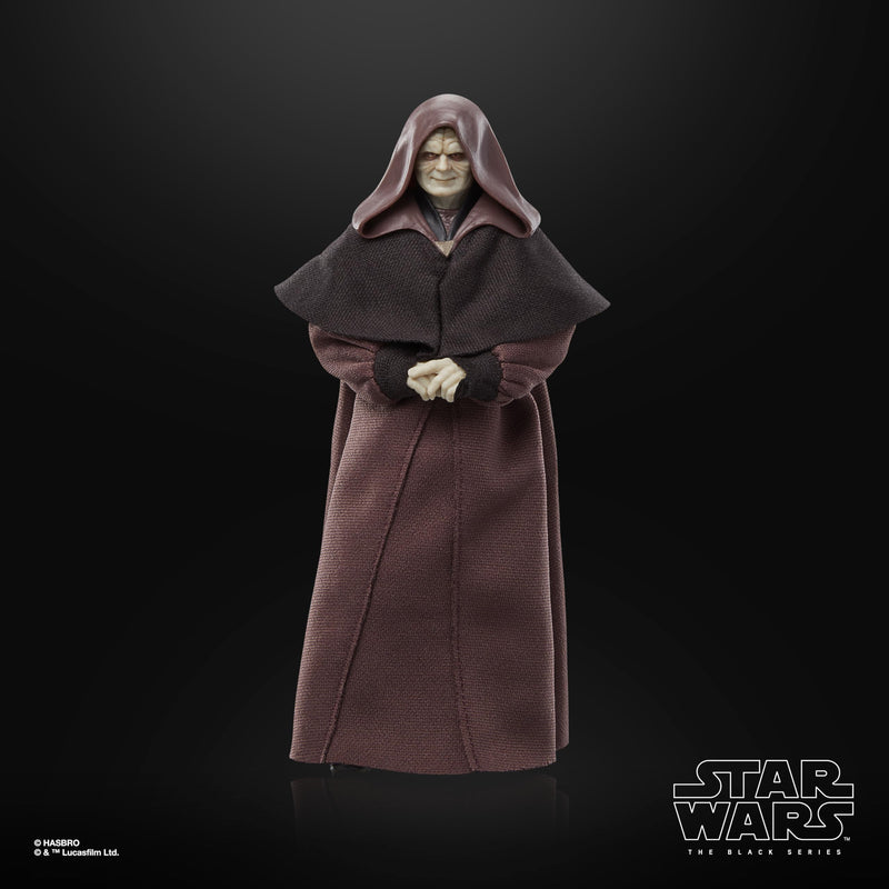 Darth Sidious Star Wars Black Series Figure, in display