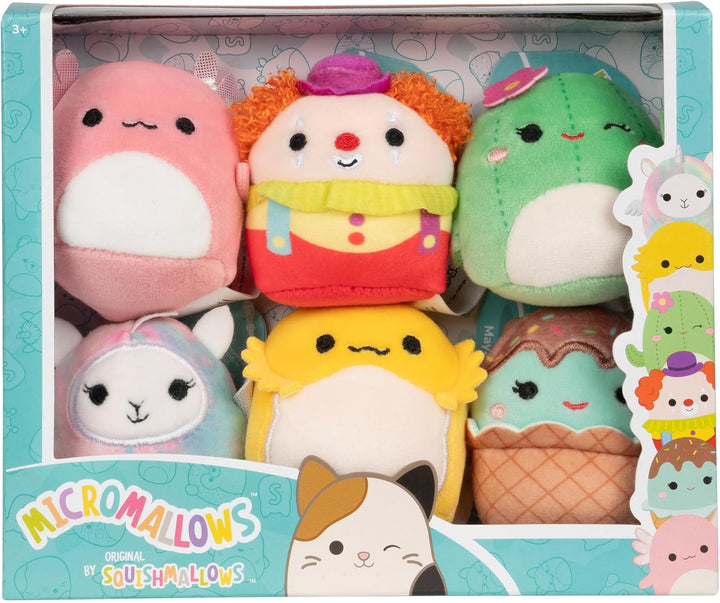 Squishmallows Original Micromallows 6-Pack (Archie Axolotl, Bimbi Clown, Lucy-May Llamapegacorn, Maritza Cactus, Maya Sundae, Rodry Bearded Dragon)